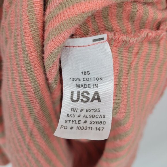 Fresh produce Womens XS Small peach pink gray striped top asymmetrical hem - Picture 5 of 9